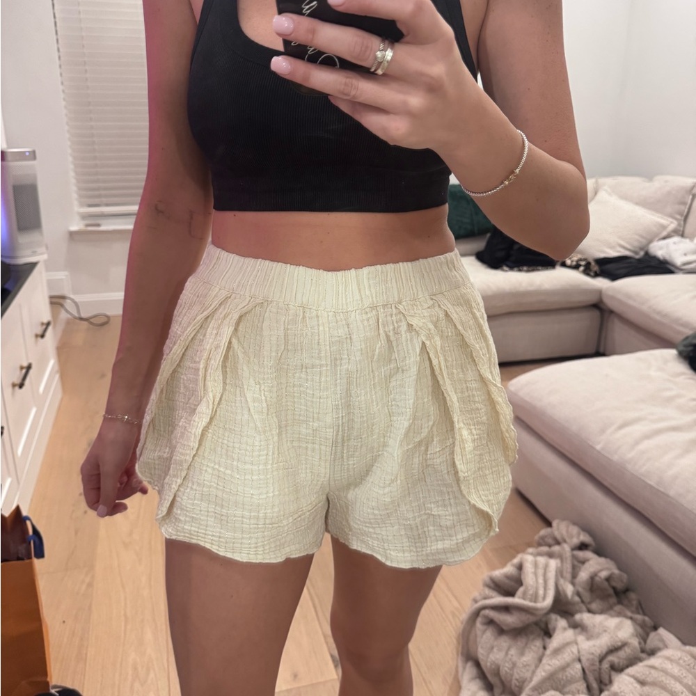 High Waist Cream Shorts for Women